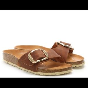 Birkenstock Madrid Big Buckle Tan Leather Mules